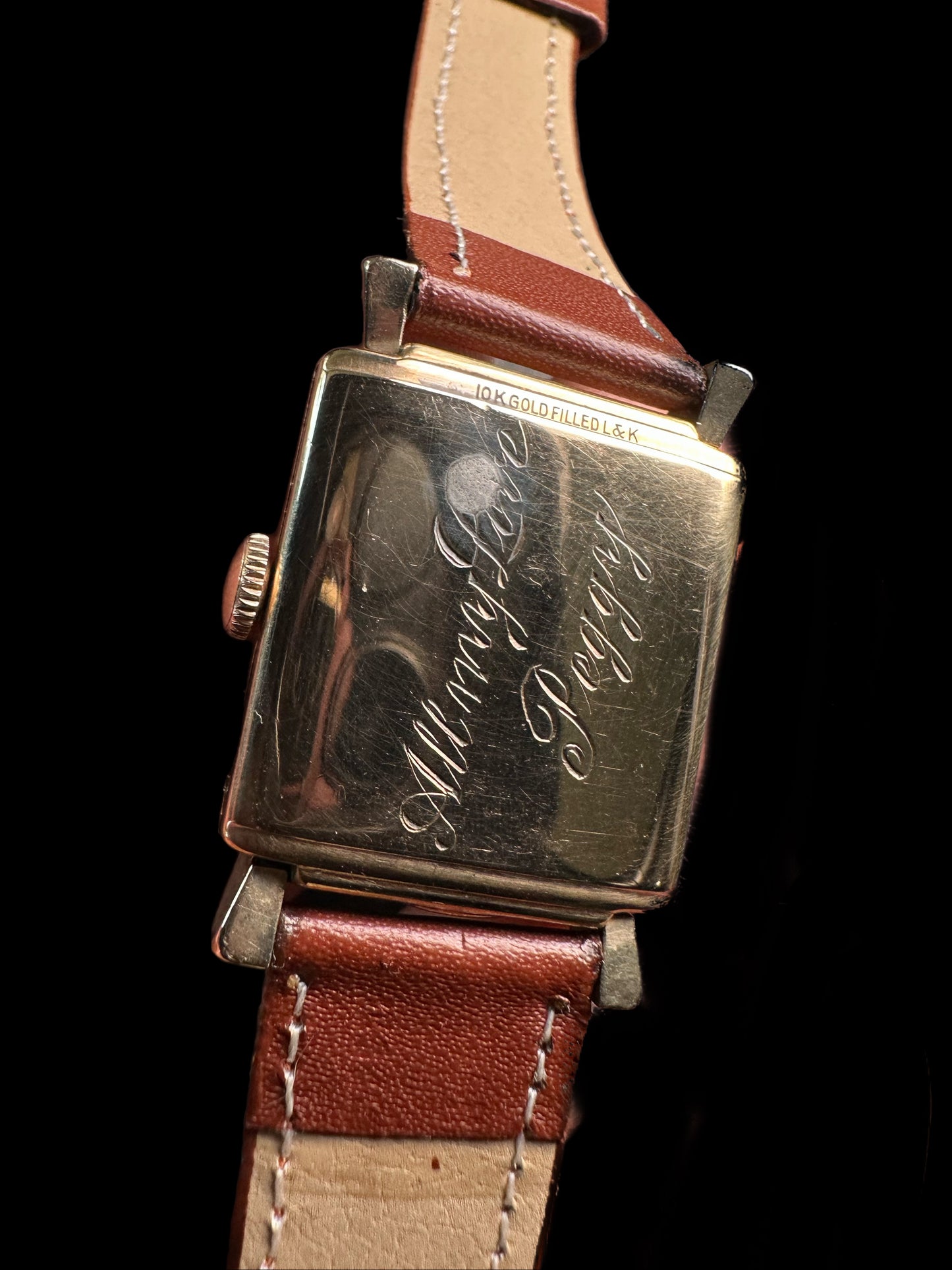 Longines 1940/1950s gold tank manual wind vintage watch